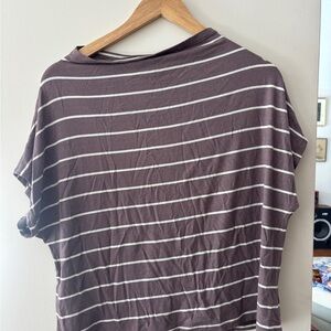 Striped Short Sleeve Top in Purple and White
